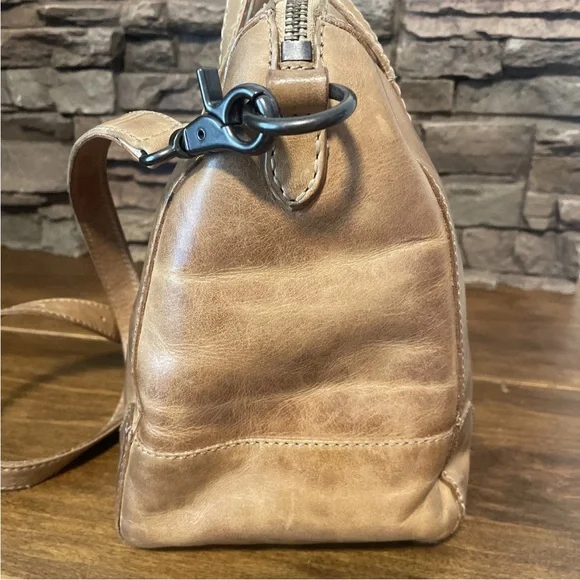 Frye Melissa Double Handle Satchel -BEIGE- Distressed Leather $348